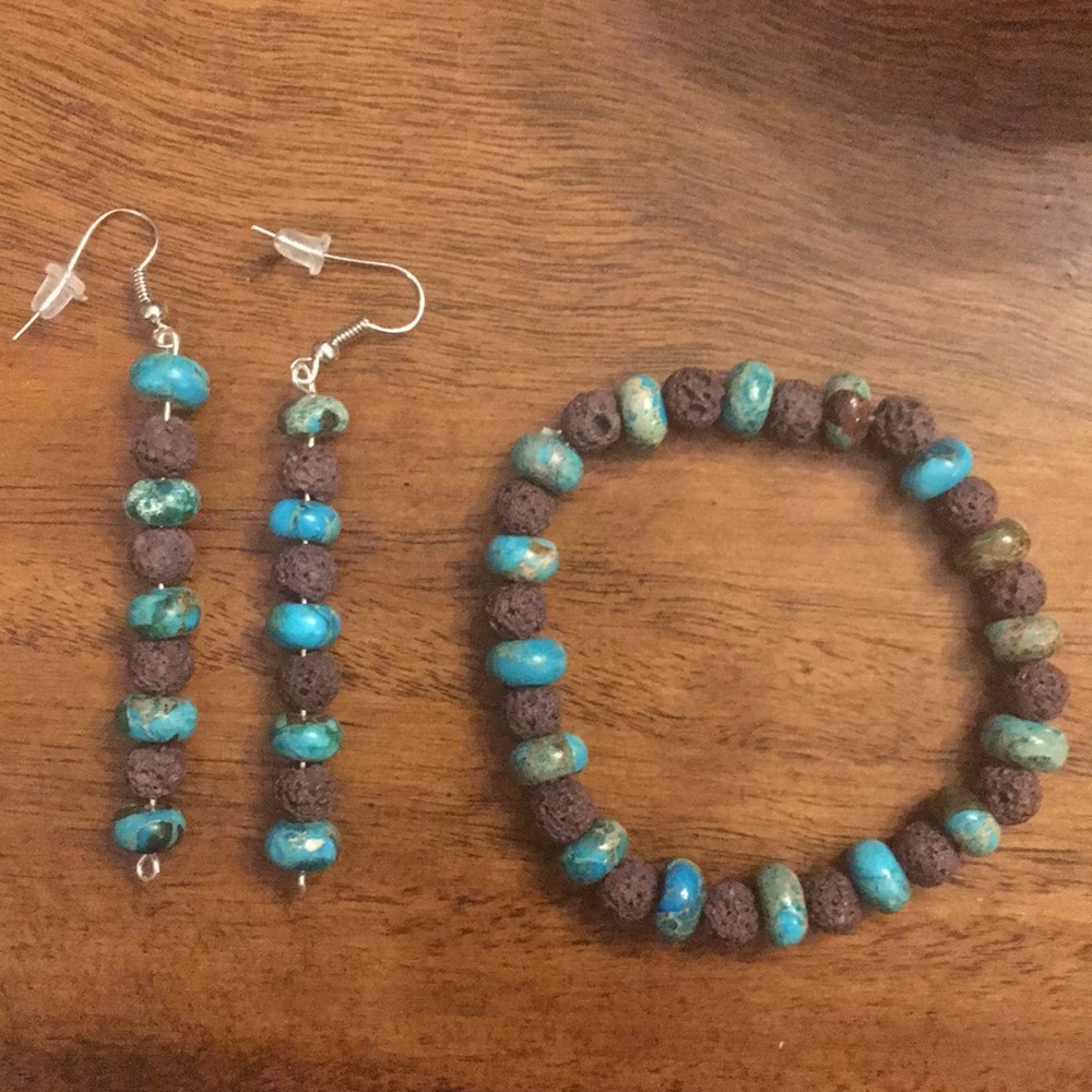 Handmade bracelet and earrings